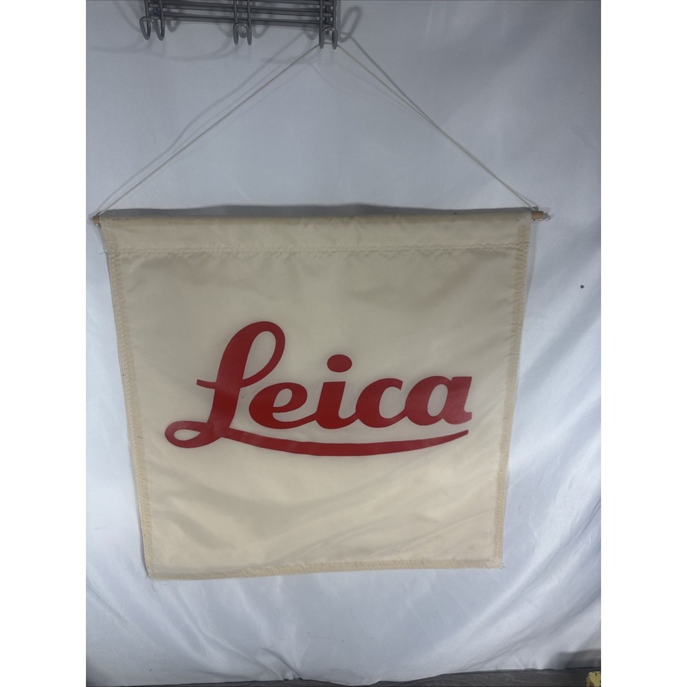 Leica Vintage Promotional Fabric Hanging Store Banner Two Sided 21"x19.5"